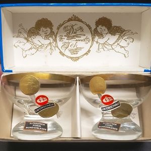 Vintage Du und Ich 24KT Rim Glass Set with Box & Original Stickers